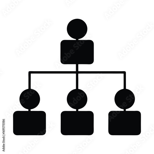 Hierarchical organization chart symbol representing management structure and teamwork flow