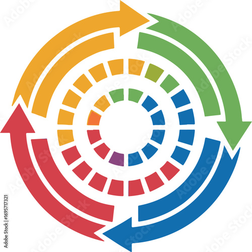 Colorful Spiral Circular Arrows Illustration – Cycle, Process, and Continuous Flow Concept