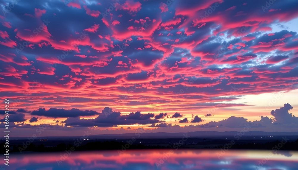 Fototapeta premium Colorful Sunset with Reflective Cloudscape