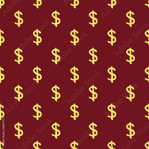Seamless pattern with dollar currency symbol for decorative print, wrapping paper, greeting cards, wallpaper and fabric