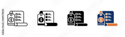 Pricing icon sheet multiple style collection