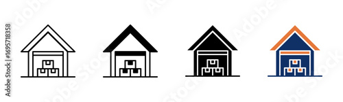 Warehouse icon sheet multiple style collection