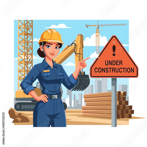 Confident Female Construction Worker on Site