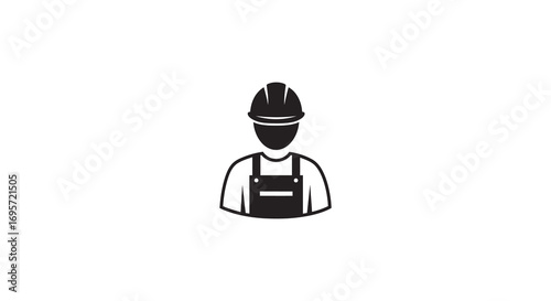 construction worker icon wearing helmet and overalls