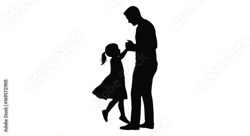 a father and daughter silhouette dancing together joyfully