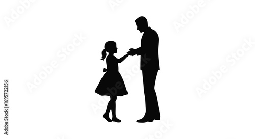 a silhouette of father and daughter dancing together