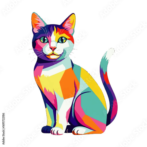 Vibrant Pop Art Cat A Colorful Feline Illustration