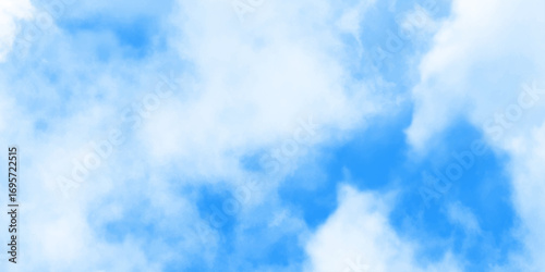 Blue sky with soft white clouds, natural background with fluffy cloudscape and clear atmosphere for peaceful design.