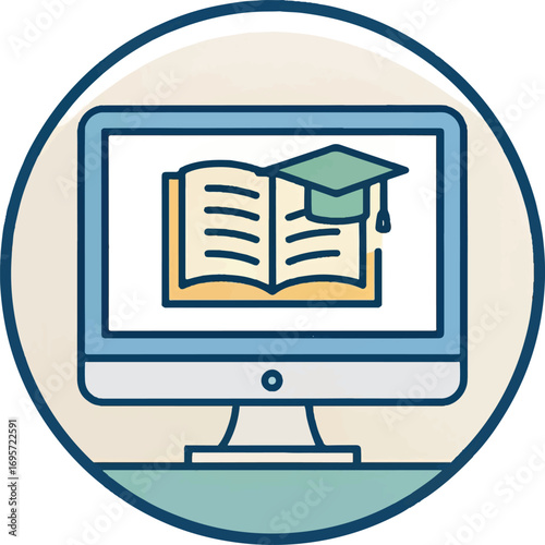 Online Education Concept – E-Learning, Digital Learning, and Virtual Classroom Illustration