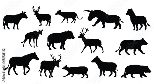 various animal silhouettes including deer bear and wolf shapes