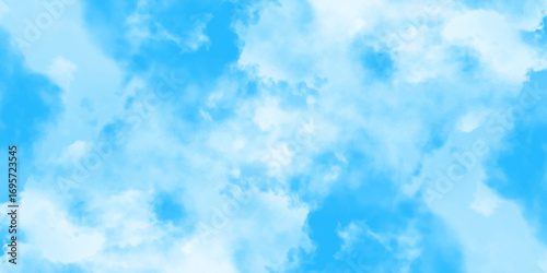 Blue sky with soft white clouds, natural background with fluffy cloudscape and clear atmosphere for peaceful design.