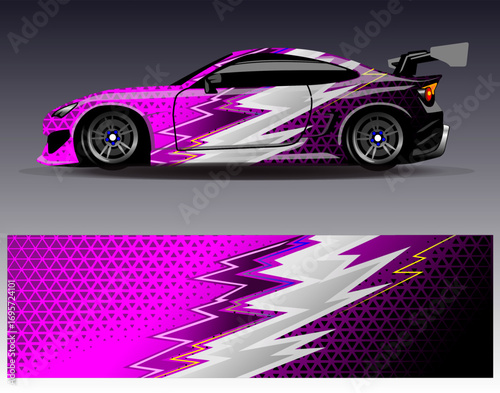Car wrap design vector. Graphic abstract stripe racing background designs for vehicle, rally, race, adventure and car racing livery
