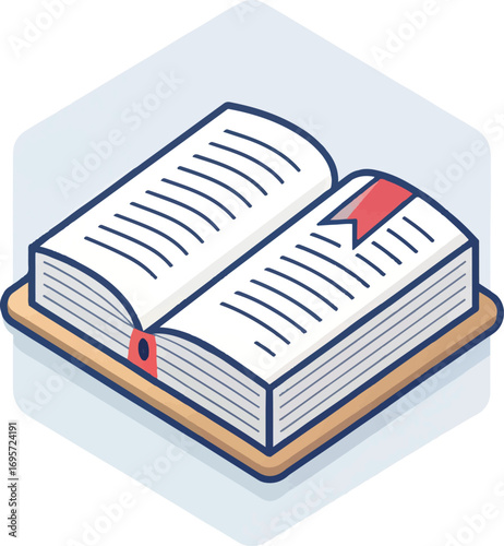 Isometric Open Book Illustration – Reading, Education, and Knowledge Concept