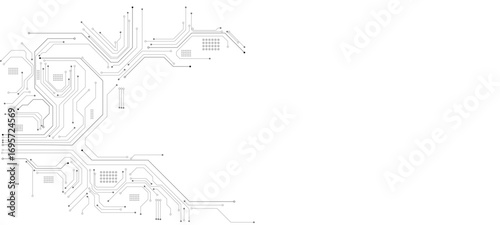 Black circuit diagram on white background. High-tech circuit board connection system.Vector abstract technology on white background.vector sketch of a building