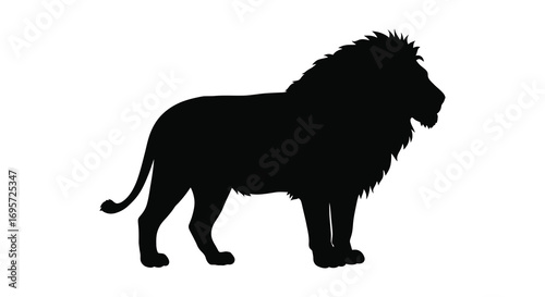 a majestic lion silhouette standing proudly with mane flowing