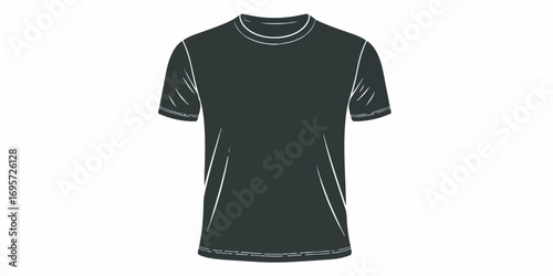 Black T-Shirt Vector Illustration with Clean Shape and Solid Colors