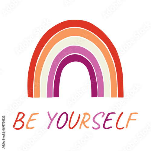 Colorful rainbow shape Lesbian pride flag Happy pride day LGBTQIA community Pride Month Vector hand drawn doodle for posters, stickers, logo, cards