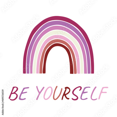 Colorful rainbow shape Lesbian pride flag Happy pride day LGBTQIA community Pride Month Vector hand drawn doodle for posters, stickers, logo, cards
