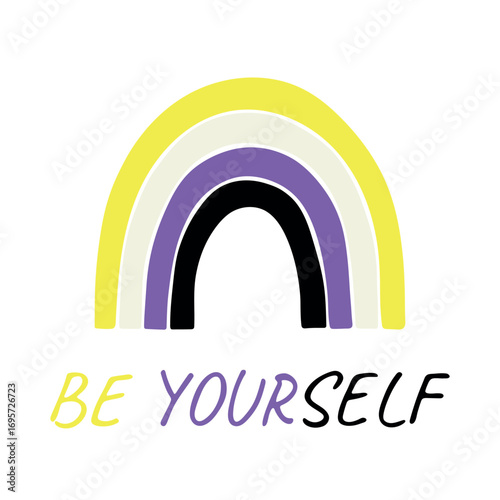 Colorful rainbow shape Non-binary pride flag Happy pride day LGBTQIA community Pride Month Vector hand drawn doodle for posters, stickers, logo, cards