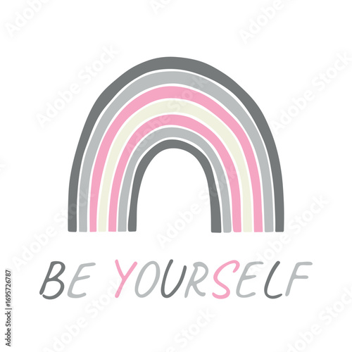 Colorful rainbow shape Demigirl pride flag Happy pride day LGBTQIA community Pride Month Vector hand drawn doodle for posters, stickers, logo, cards