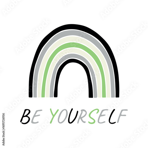 Colorful rainbow shape Agender pride flag Happy pride day LGBTQIA community Pride Month Vector hand drawn doodle for posters, stickers, logo, cards
