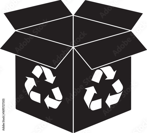 Eco-Friendly Packaging Solution Cardboard Box with Recycling Symbol Graphic Icon for Sustainable Delivery and Waste Reduction Initiatives
