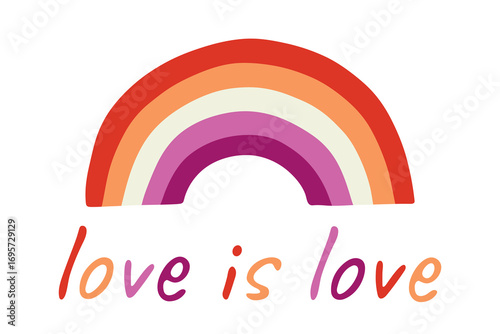 Colorful rainbow shape Lesbian pride flag Happy pride day LGBTQIA community Pride Month Vector hand drawn doodle for posters, stickers, logo, cards