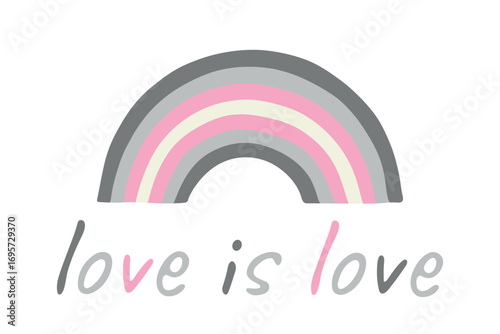 Colorful rainbow shape Demigirl pride flag Happy pride day LGBTQIA community Pride Month Vector hand drawn doodle for posters, stickers, logo, cards