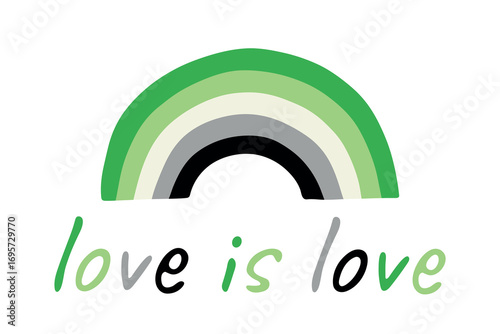 Colorful rainbow shape Aromantic pride flag Happy pride day LGBTQIA community Pride Month Vector hand drawn doodle for posters, stickers, logo, cards