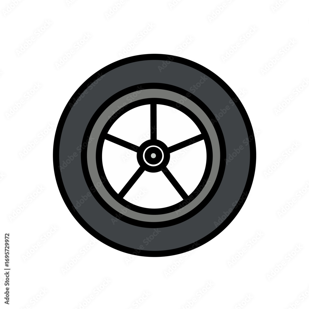 Obraz premium Modern Simple Flat Car Wheel With Tire Automotive Industry Design