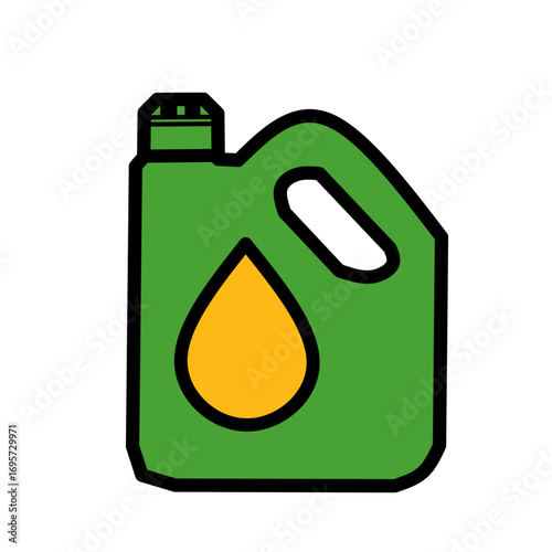 Simple Outline Green Canister with Yellow Drop Icon Illustration