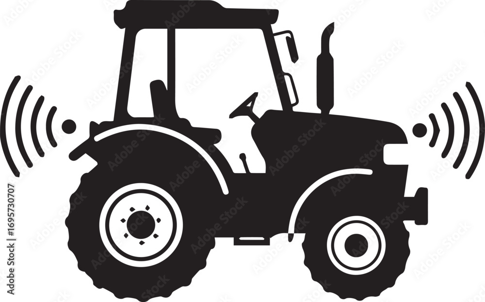 Fototapeta premium Modern farming with smart tractor technology for precision agriculture and efficient crop management, showcasing wireless connectivity in rural operations