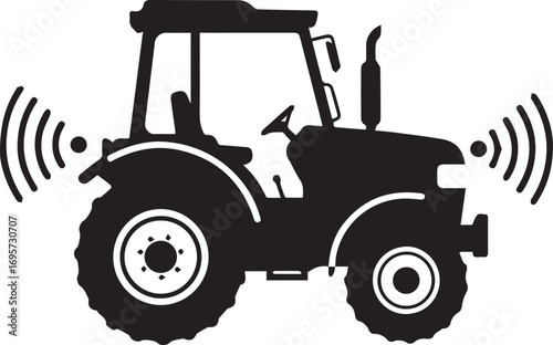 Modern farming with smart tractor technology for precision agriculture and efficient crop management, showcasing wireless connectivity in rural operations