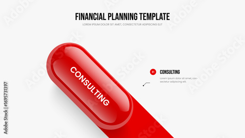 Modern Strategy 1 Option Diagram Slideshow Template. Consulting Portfolio One Element Infographic Presentation Layout. Creative Briefing Frame Design Vector Illustration.