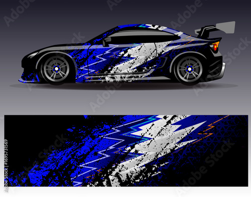Car wrap design vector. Graphic abstract stripe racing background designs for vehicle, rally, race, adventure and car racing livery