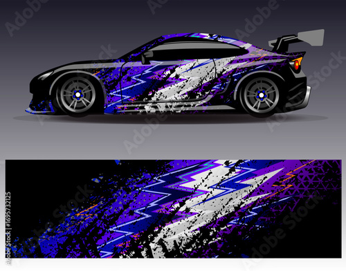 Car wrap design vector. Graphic abstract stripe racing background designs for vehicle, rally, race, adventure and car racing livery