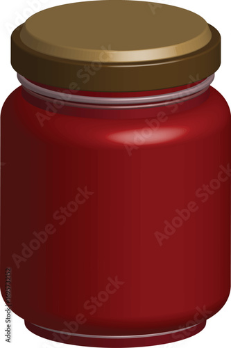 Homemade red berry jam in a jar with a gold lid ready for breakfast, a sweet treat, or gift giving