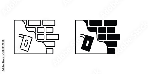 Plastering set icon with white background vector stock illustration