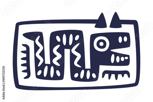 Maya Civilization Symbols and Primitive Traditional Sign Vector Illustration