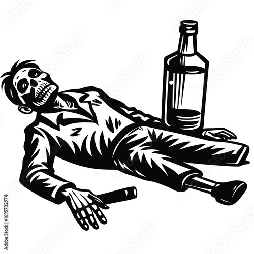illustration of a man with a bottle of wine