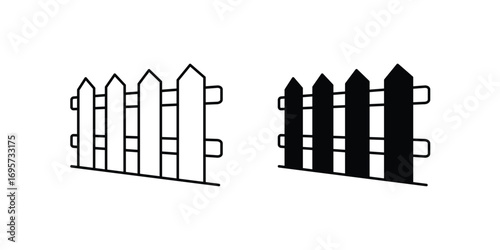 Fence set icon with white background vector stock illustration