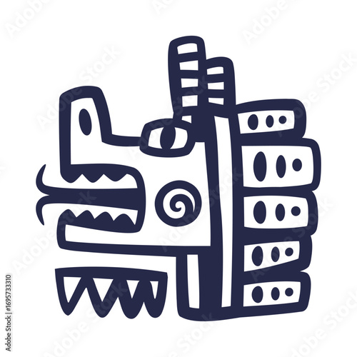 Maya Civilization Symbols and Primitive Traditional Sign Vector Illustration