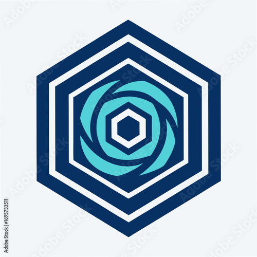 Blockchain Spiral Hexagon Logo Design