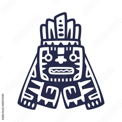 Maya Civilization Symbols and Primitive Traditional Sign Vector Illustration