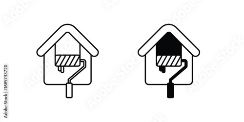 Paint Roller set icon with white background vector stock illustration