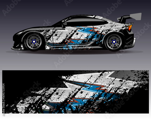 Car wrap design vector. Graphic abstract stripe racing background designs for vehicle, rally, race, adventure and car racing livery