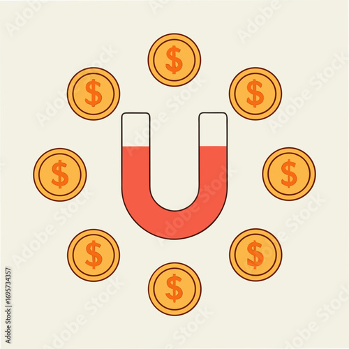 Coin Magnet Attracting Coins Logo Design Business