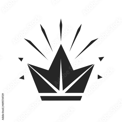 Crown Minimal Starburst Rays Logo Design