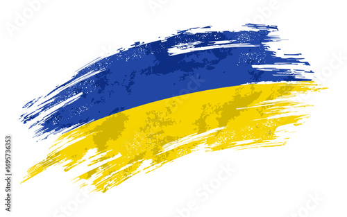 Ukrainian flag grunge brushstroke texture background. Vector illustration.