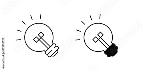 Light Bulb set icon with white background vector stock illustration